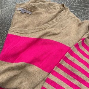 Tan & bright pink GAP sweater